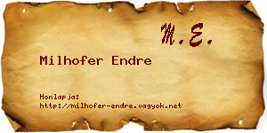 Milhofer Endre névjegykártya